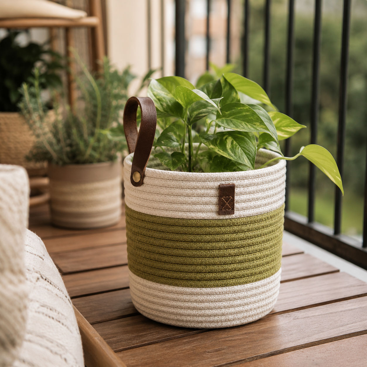 Small Cotton Holders with Durable PU Handles